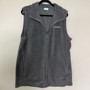 Columbia Mens Gray Fleece Vest Full Zip Size XLT Hunting Layer Basic